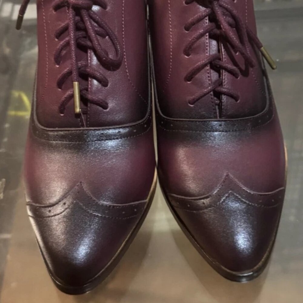 NEW NWOT American Duchess Brown/Burgandy Londoner Oxford Shoes 2 in heel Sz 6.5 - Picture 8 of 15